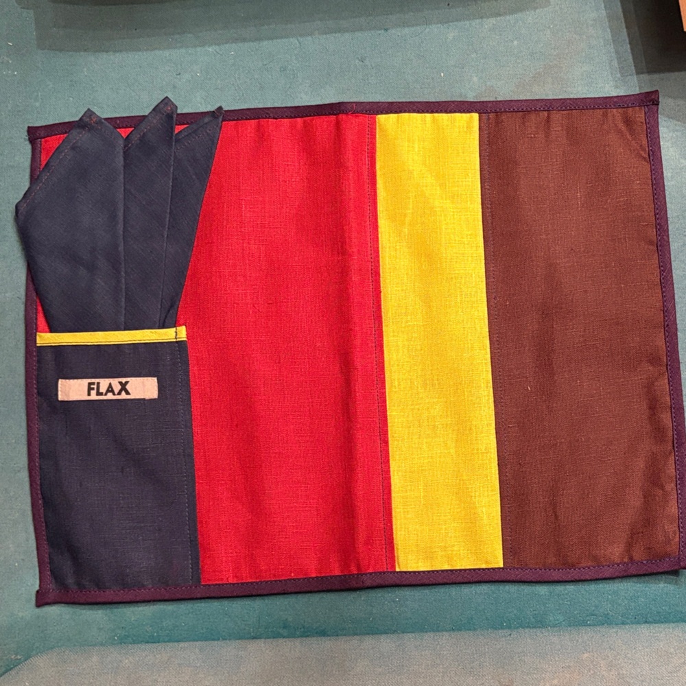 FLAX Colorful Striped Placemat with napkins. Set of 4.